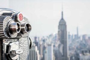 Binoculars on a building in New York.